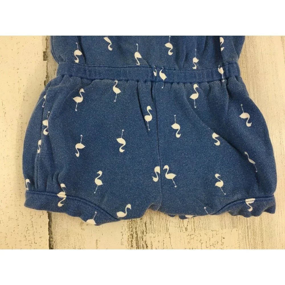 Gymboree Baby Girls 12 to 18 M Blue White Flamingo Romper